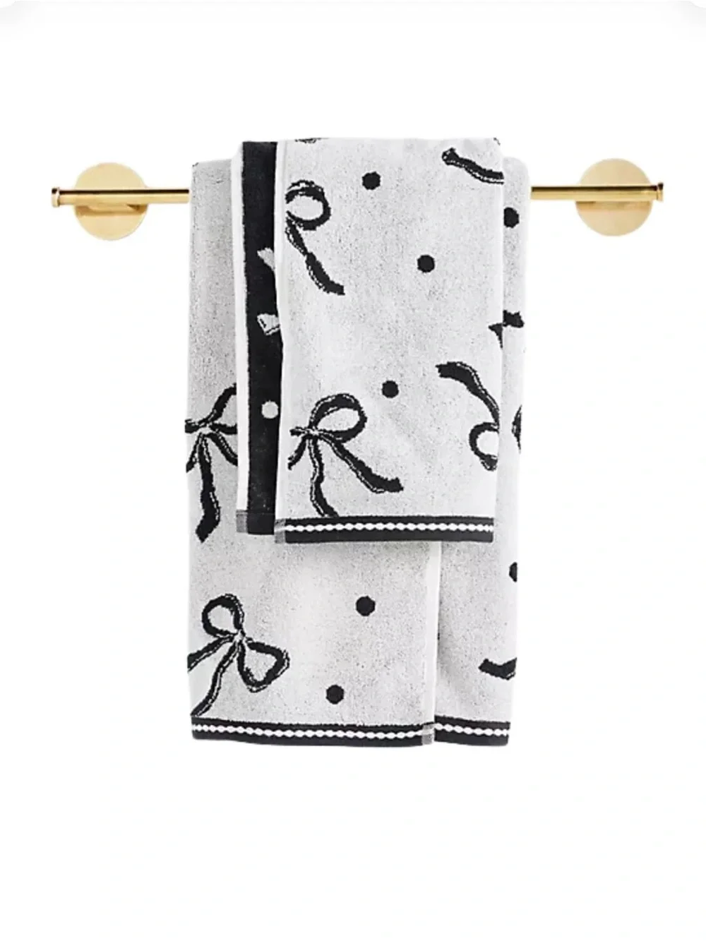 Anthropologie Black and Gray Bow Pattern Hand Towels